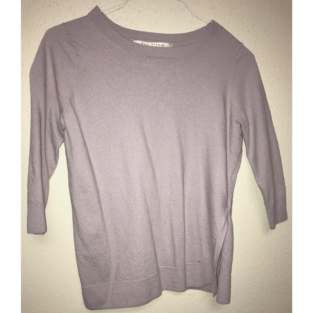 Lavender side-split, 3/4 sleeve sweater